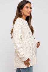 Cream Chunky Cable Knit Maternity Sweater