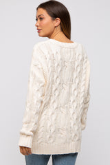 Cream Chunky Cable Knit Maternity Sweater