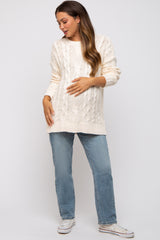 Cream Chunky Cable Knit Maternity Sweater