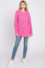 Pink Chunky Cable Knit Sweater