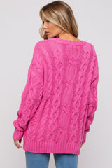 Pink Chunky Cable Knit Maternity Sweater