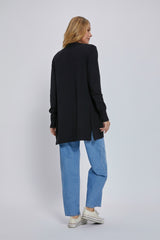 Black Basic Open Front Cardigan