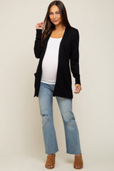 Black Basic Open Front Maternity Cardigan