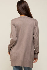 Taupe Basic Open Front Maternity Cardigan