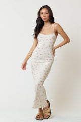 Cream Floral Ribbed Maternity Maxi Dress