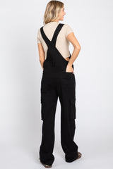 Black Cargo Pocket Denim Overalls