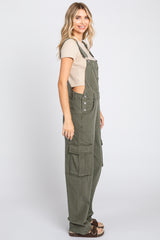 Olive Cargo Pocket Denim Overalls