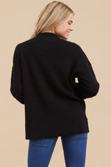 Black Knit Mock Neck Long Sleeve Top