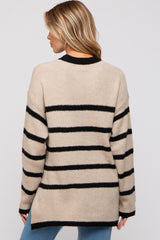 Beige Striped Knit Lightweight Maternity Sweater