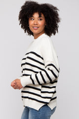 Black Striped Drop Shoulder Sweater