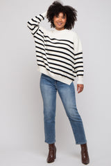 Black Striped Drop Shoulder Maternity Sweater