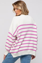 Pink Striped Drop Shoulder Maternity Sweater