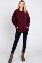 Plum Textured Button Front Collared Top