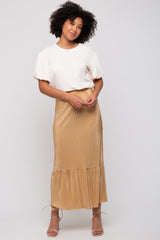 Taupe Plisse Maxi Skirt