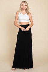 Black Front Tie Accent Maxi Skirt