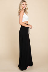 Black Front Tie Accent Maxi Skirt