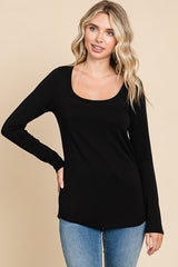 Black Basic Long Sleeve Top