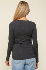 Charcoal Basic Long Sleeve Maternity Top