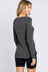 Charcoal Basic Long Sleeve Top