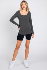 Charcoal Basic Long Sleeve Top