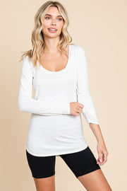 White Basic Long Sleeve Top