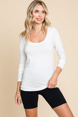 White Basic Long Sleeve Top