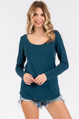 Dark Teal Basic Long Sleeve Maternity Top