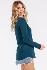 Dark Teal Basic Long Sleeve Top