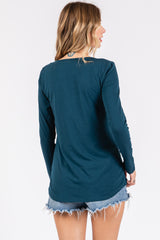 Dark Teal Basic Long Sleeve Top