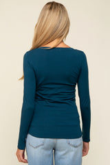 Dark Teal Basic Long Sleeve Maternity Top