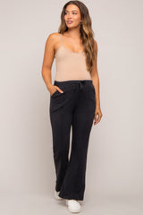 Charcoal Faux Fur Lined Maternity Flare Lounge Pants