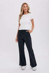 Charcoal Faux Fur Lined Maternity Flare Lounge Pants