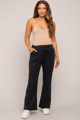 Charcoal Faux Fur Lined Maternity Flare Lounge Pants