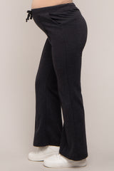 Charcoal Faux Fur Lined Maternity Flare Lounge Pants