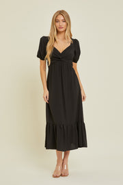 Black Open Back Midi Dress