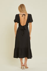 Black Open Back Midi Dress