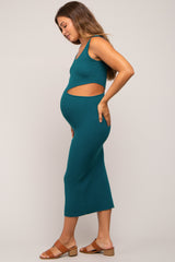 Emerald Sleeveless Side Cutout Maternity Midi Dress