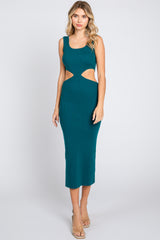 Emerald Sleeveless Side Cutout Maternity Midi Dress