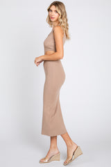 Mocha Sleeveless Side Cutout Midi Dress