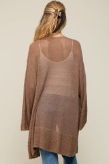 Mocha Open Knit Maternity Cardigan