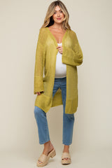 Lime Open Knit Maternity Cardigan