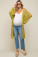 Lime Open Knit Maternity Cardigan