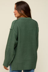 Olive Exposed Seam Maternity Sweater