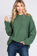 Olive Exposed Seam Sweater