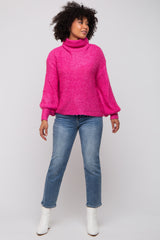 Magenta Knit Turtle Neck Sweater