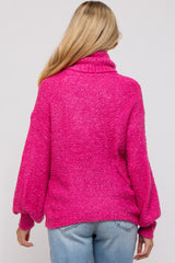 Magenta Knit Turtle Neck Maternity Sweater