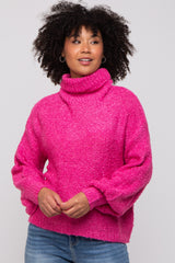 Magenta Knit Turtle Neck Sweater