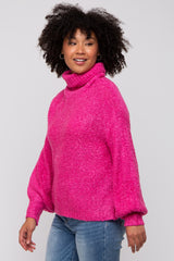 Magenta Knit Turtle Neck Maternity Sweater