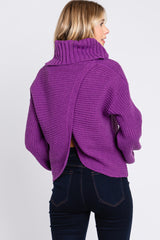 Purple Chunky Knit Turtle Neck Sweater