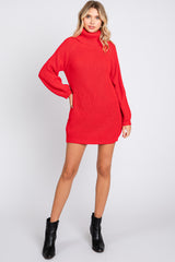 Red Turtleneck Sweater Mini Dress